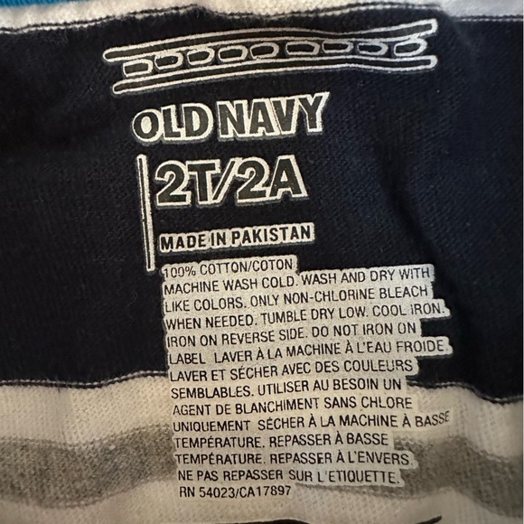💙 2 NWT Old Navy boys polo shirts 2T navy blue gray white orange stripe bundle - Picture 8 of 13